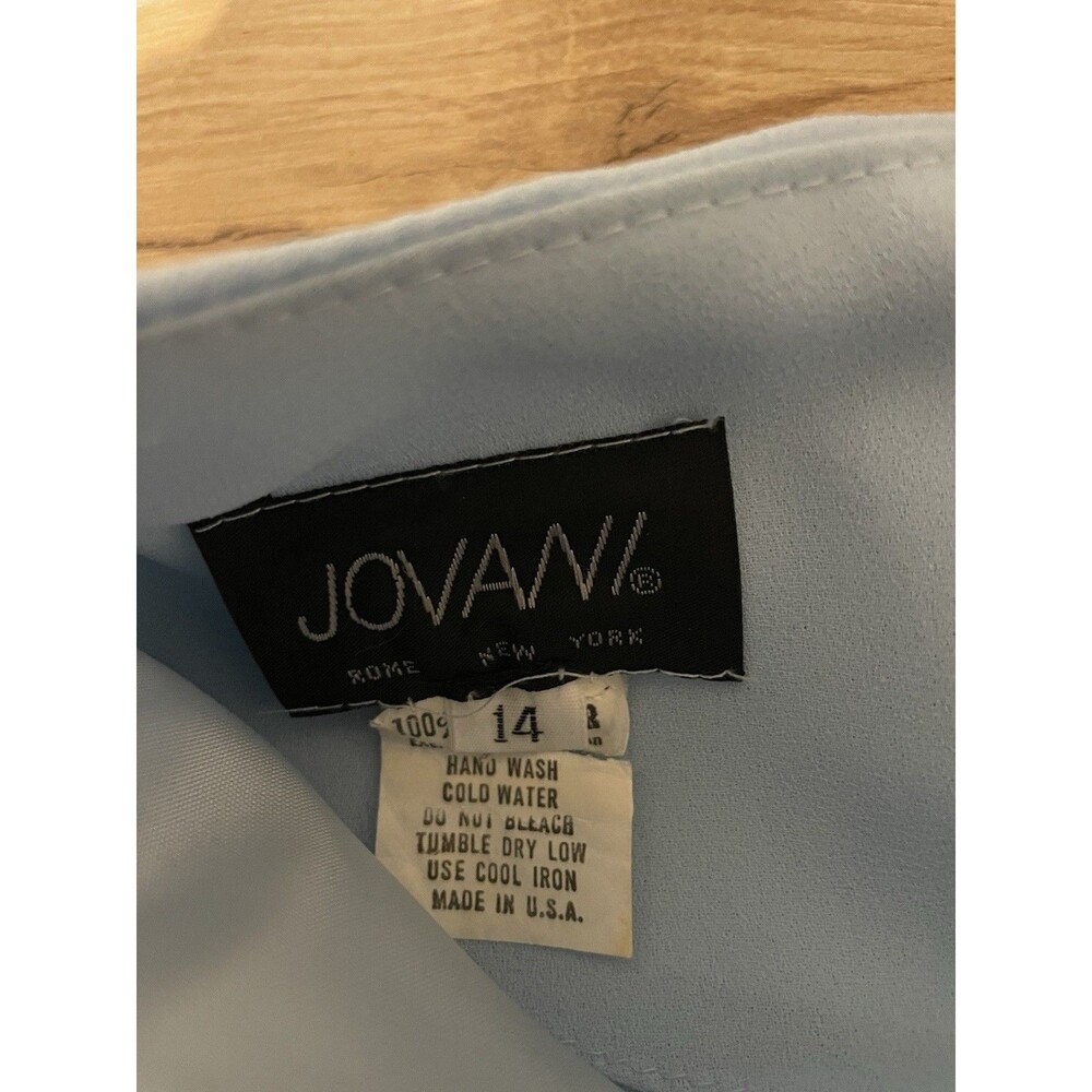 Jovani Light Blue Chiffon Capelet Gown Silver Lace Bodice Formal Size 14 - Picture 5 of 10